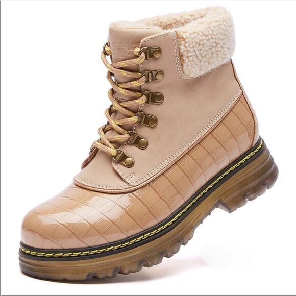 NEW Winter Warm Booties Vegan Leather - Picture 1 of 8